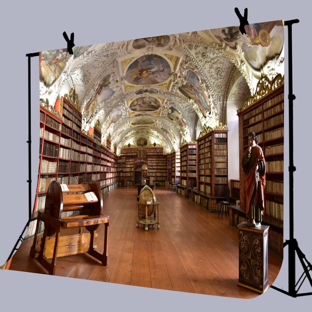 Fotohintergrund Bibliothek Korridor – 9x6ft (270x180 Cm), Mittelalterliches Ölgemälde-Design, Für Studio & Party