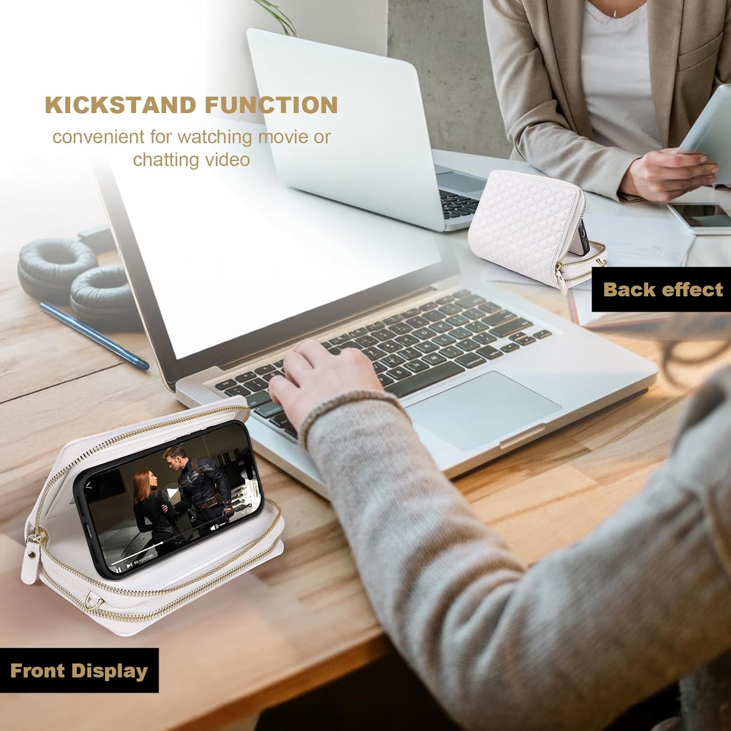 Harryshell Compatible with Samsung Galaxy S26 Case Wallet Multi Zipper Detachable Removable Cover Purse with Card Slots Holder Mirror Crossbody Strap (Compatible with Magsafe - White)