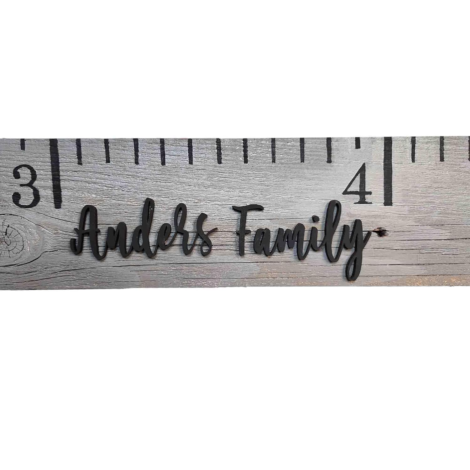 Rockin Wood Custom Name Growth Chart for Kids Made from Reclaimed Rustic Wood - Hand Painted No Vinyl (Whitewash)