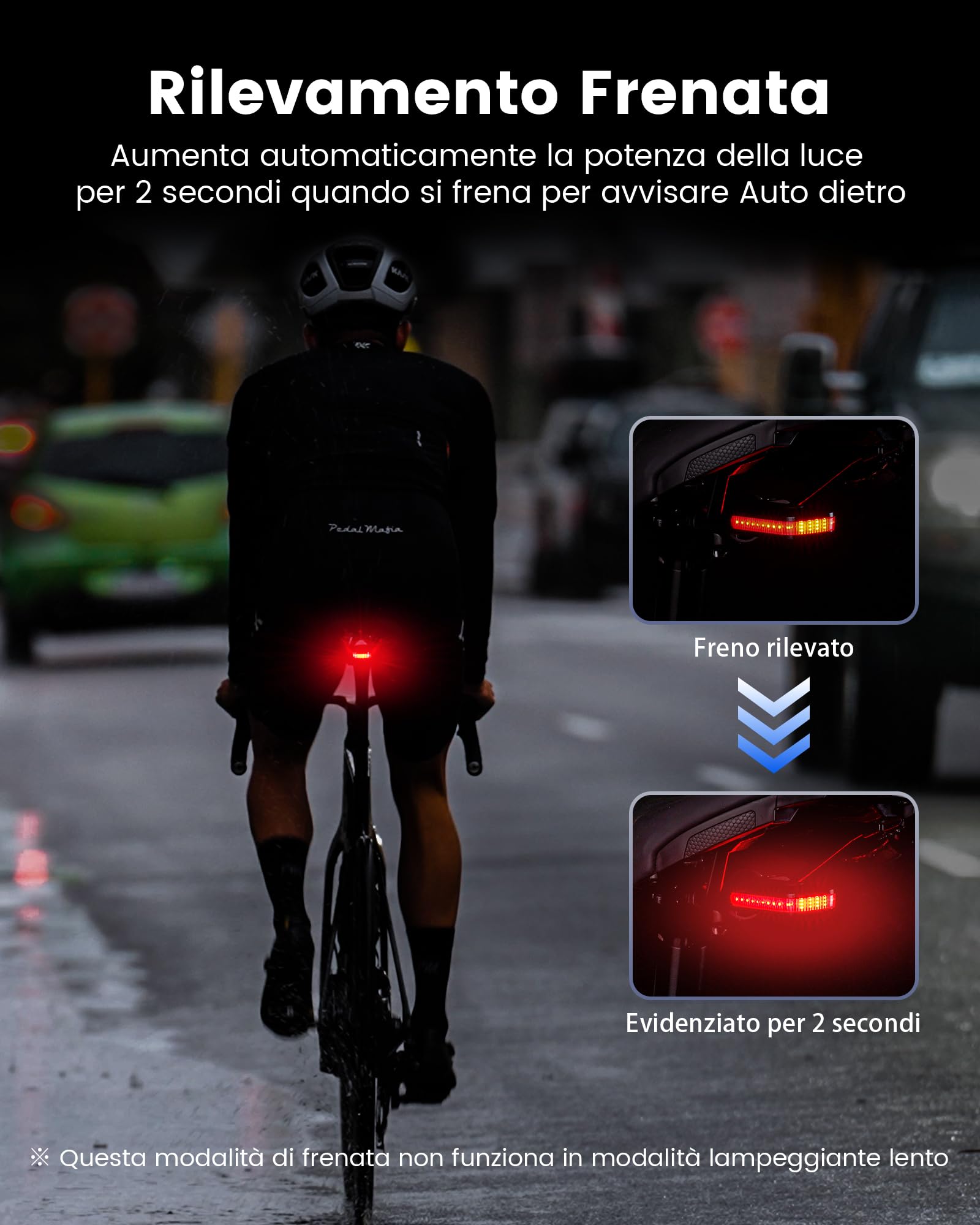 RAVEMEN CL01 Luci Posteriori per Bici, 30 Lumen Grandangolare a 300° per bicicletta su Strada o Guida in Città, Impermeabile IPX6 5 Modalità,Rilevamento dei Freni Ricaricabili USB C ON/OFF Automatico
