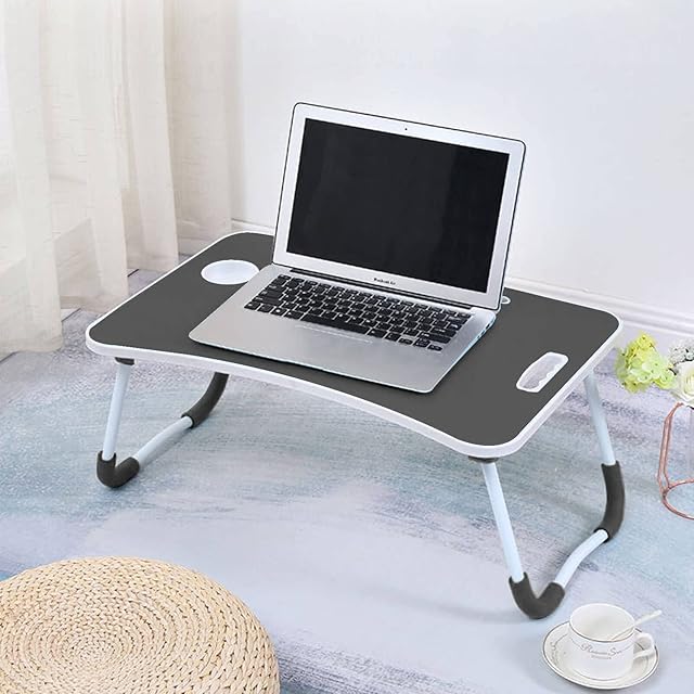 Youyijia Laptop Table 60 x 40 x 28cm Lap Standing Desk for Bed and Sofa Breakfast Bed Tray Laptop Lap Desk Folding CoffeeTray Notebook Stand Reading Holder (Black Brushed)