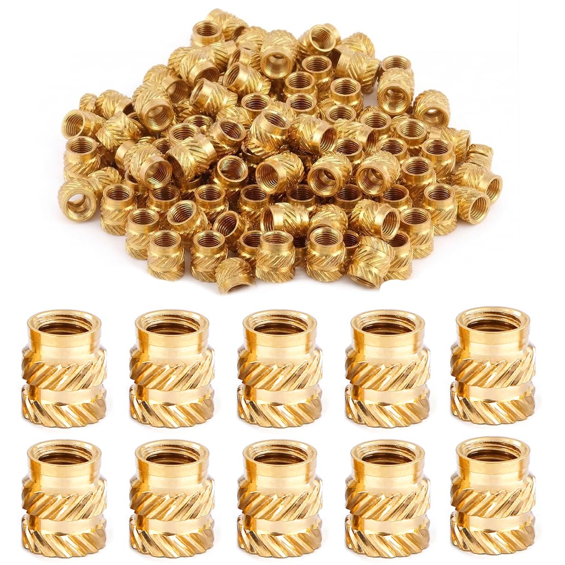 Inserti Filettati Stampa 3D M4 4Mm 100 Pezzi Ottone Oro Termofissati Zigrinati