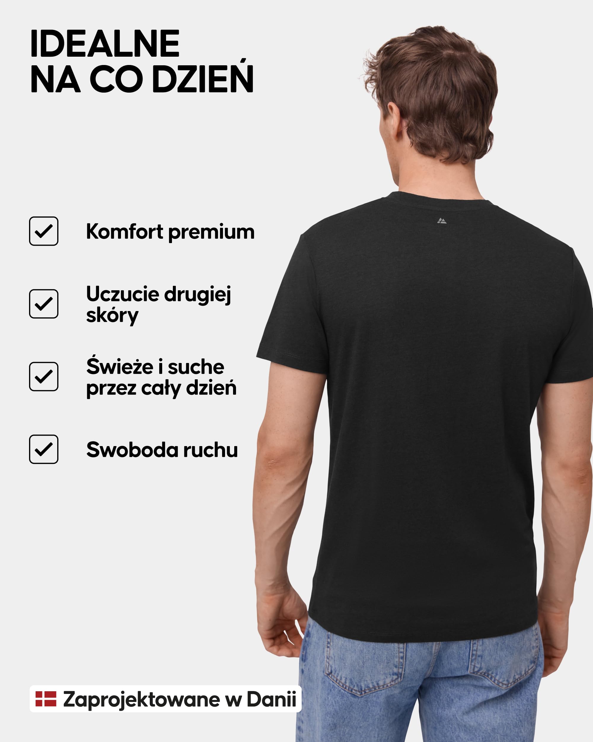 DANISH ENDURANCE Koszulka Męska, Bawełna Organiczna, Dekolt Okrągły lub V | T-shirt z Bawełny Organicznej i Modalu, Miękki i Oddychający, do Codziennego Noszenia i Lekkiego Sportu