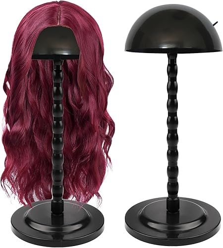 Soporte para peluca, 1 soporte para cabeza de peluca de 13.8 pulgadas, soporte de peluca portátil negro antideslizante, soporte de cabeza de peluca