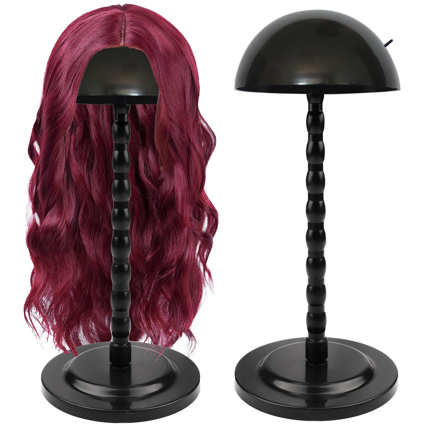 Wig Stand 1PC Wig Head Stand 13.8 Inch Portabl Wig Holder Black Non-Slip Hat Stand Travel Wig Head Holder for Multiple Wigs Display Storage Styling