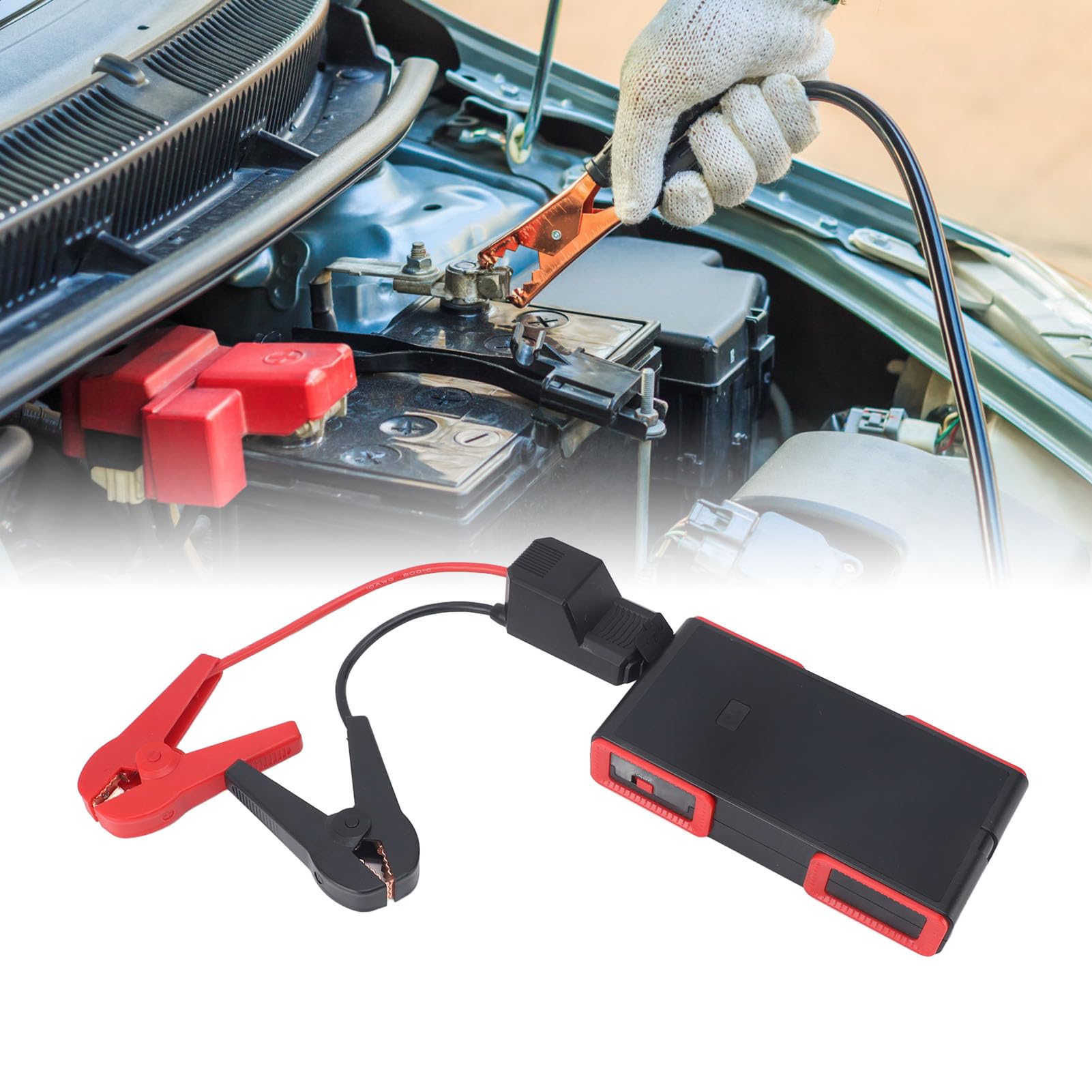 Batterie au Lithium de Démarreur de Voiture 99800mAh, Bloc d'alimentation de Secours Portable avec Lampe de Poche pour Une Utilisation en Extérieur