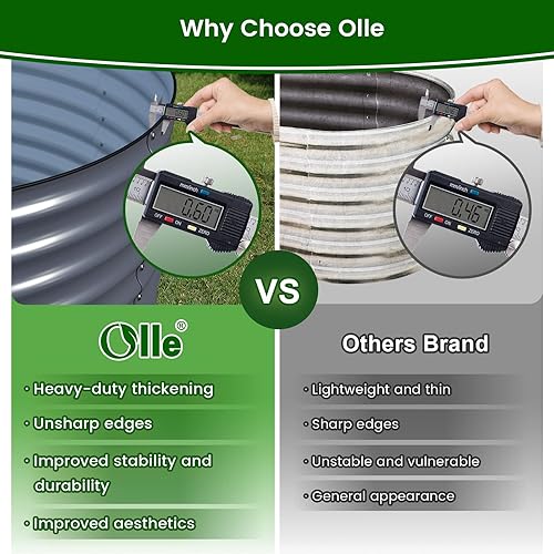 Miniatura 5 de OLLE Cama de jardín elevada de metal de 32 pulgadas de alto, camas de jardín al aire libre para verduras, kit de jardín trasero, caja de maceta