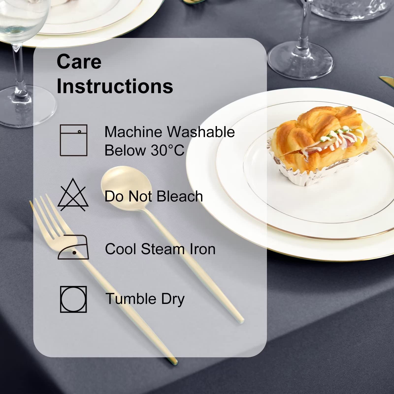 DWCN Table Cloth Wipe Clean Tablecloth Wipeable Tablecloths Grey Table Cloths Rectangle130x160cm(51x63in) Water Resistant Tablecloth Polyester - Image 4