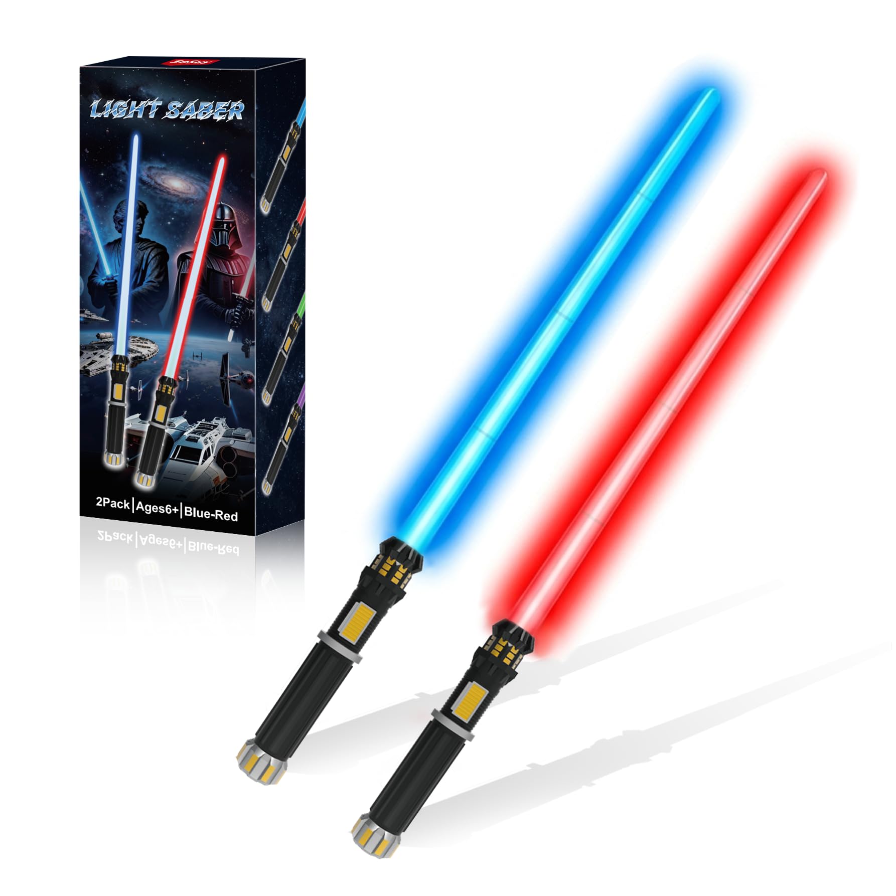 FlashyU Light-Sabers for Adults Kids, 2 Pack Dueling Light Up Sword Toy for Boys, Halloween-Costume Party Cosplay Birthday Gifts for Teen Men Age 8+ (2 Pack)