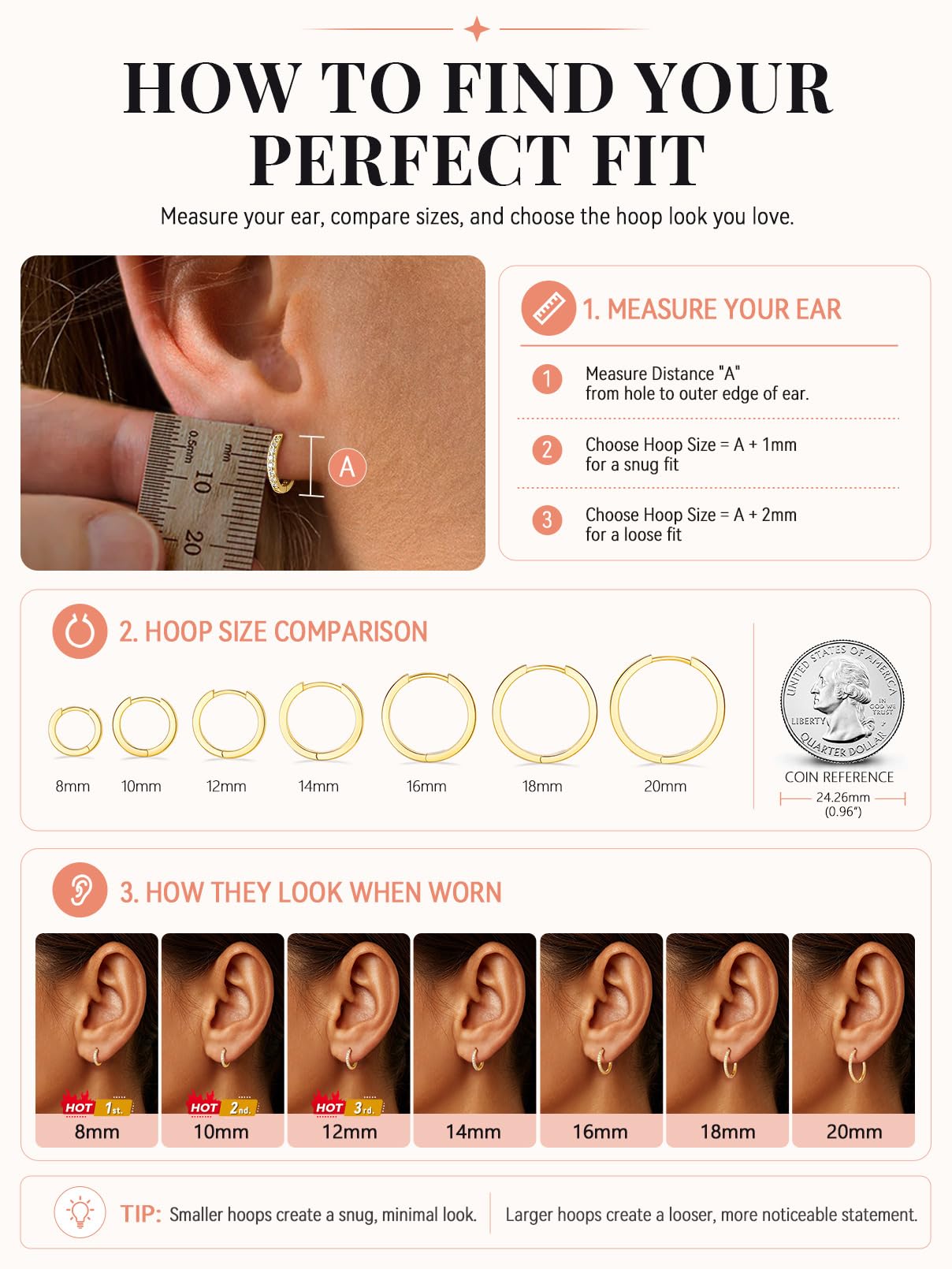 FaithHeart Damen Ohrringe Silber 925 Creolen Mädchen Ohrstecker Zirkonia Helix Piercings 6MM/8MM/10MM/12MM Piercing Ohr Hängeohrringe Ohrschmuck für Geburtstag