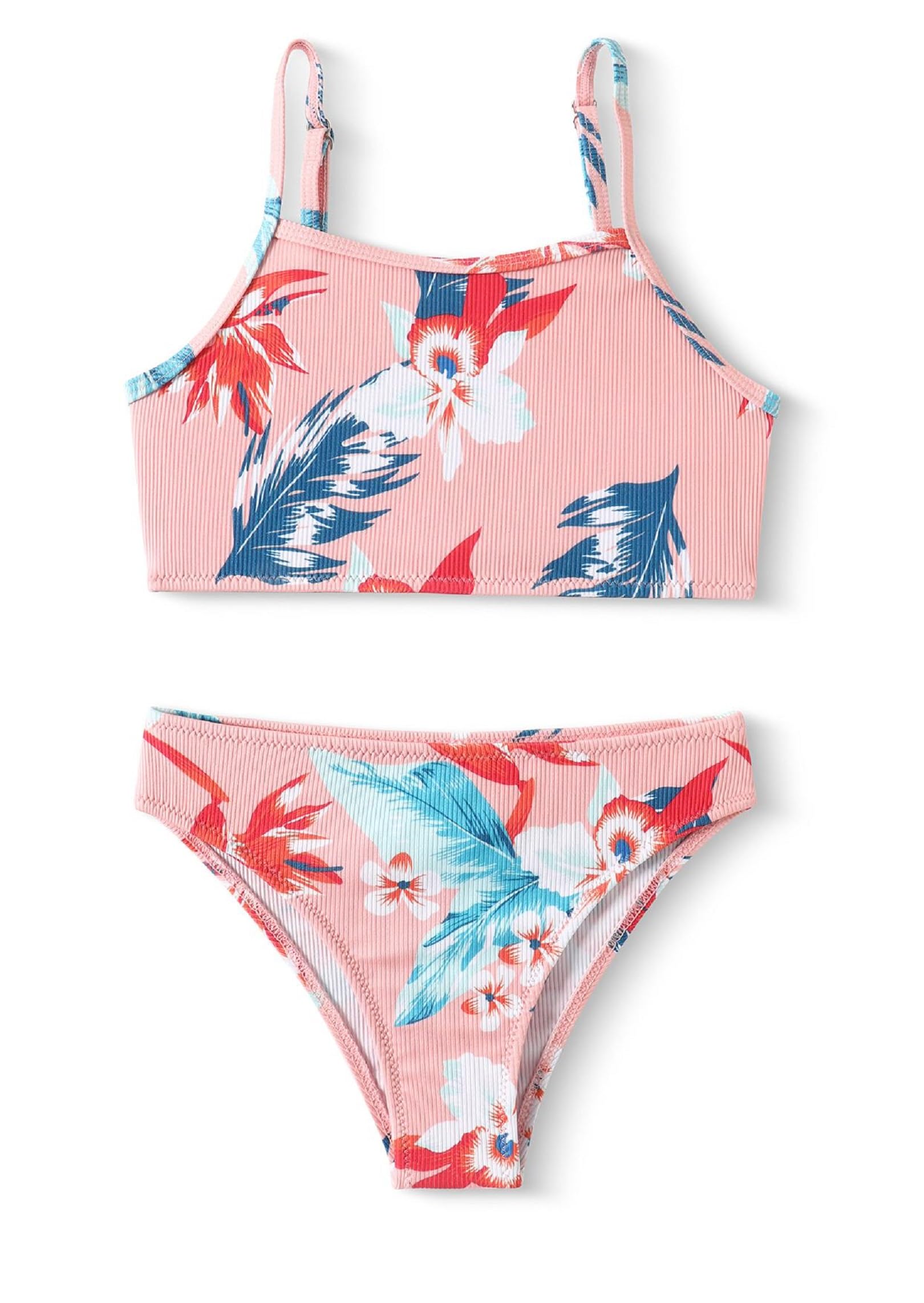 Arshiner Niñas Conjunto de Bikini Traje Baño de Verano de 3 Piezas Niños Tankini De Tres Piezas con Falda Estampado Floral Traje de Baño Bikinis para Niñas 5-14 Años