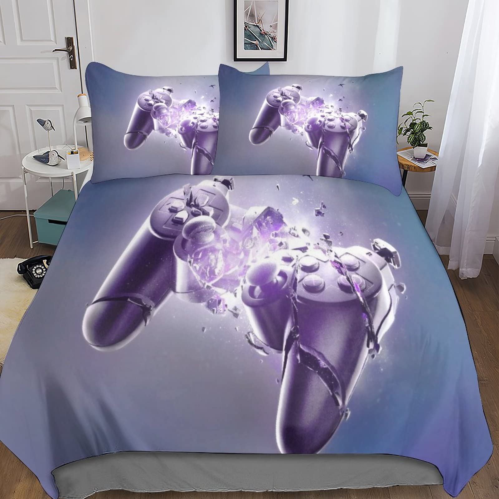 Parure de lit gamer 3D avec fermeture éclair pour lit King