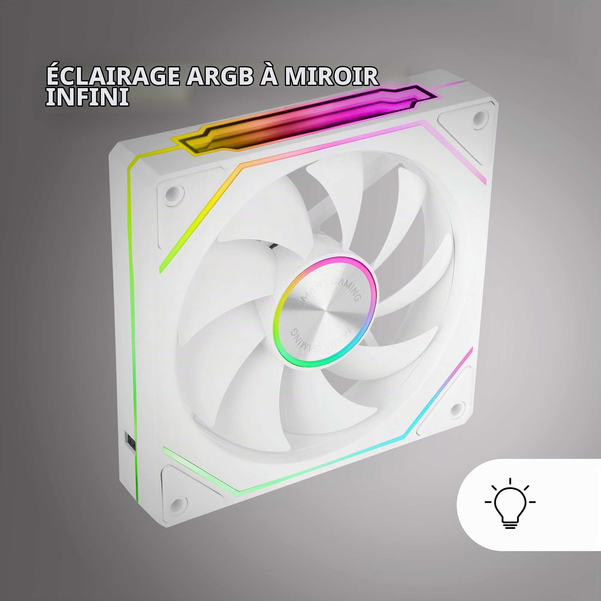 Mars Gaming MF-LINKFINITYKIT2, Kit 3x Ventilateurs Modulaires PWM 12cm, Éclairage ARGB Infinity Mirror, Système Modulaire LINKFINITY, Connexion Magnétique, Configuration Flexible 2+1 Sans Câble, Blanc