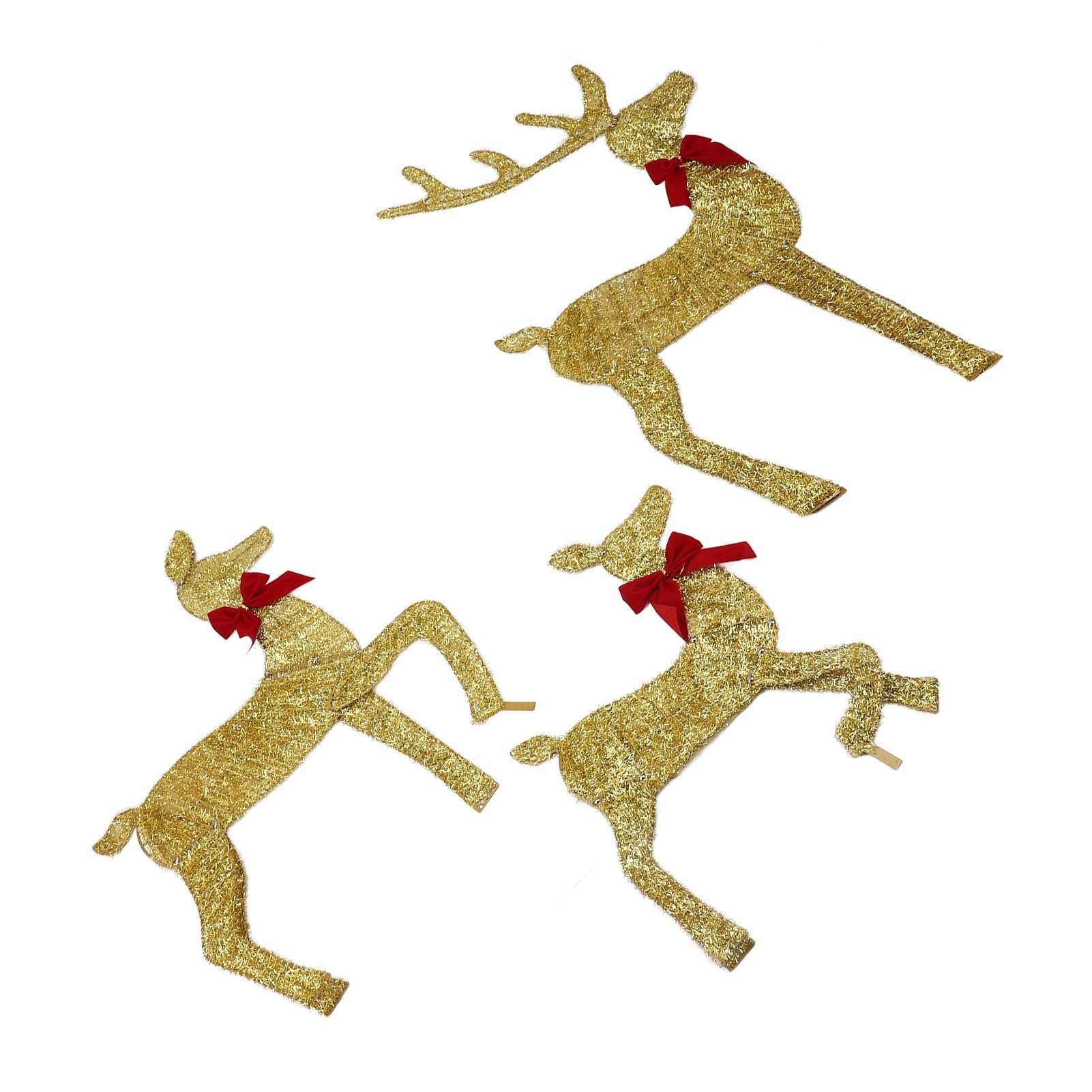 Socobeta Rentier-Weihnachtsdekoration, Goldfarbenes LED-beleuchtetes Hirsch-Familien-Set für Outdoor, Weihnachten, Festival, Vorgarten
