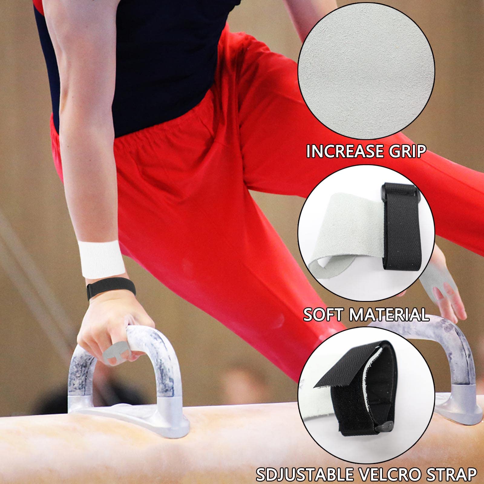 Poignées De Gymnastique PORUPAEL – Gants Enfant, Protection Paume, Bande Poignet, Lot De 4 Pièces, Rose, Crossfit, Traction