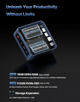 BOSGAME E5 Home-Office-Mini PC Ryzen 5300U (Schlägt 4300U/N150 Bis zu 3.8GHz) 16GB DDR4 RAM 512GB NVMe SSD Windows 11 Pro HDMI/DP/USB-C Triple 4K Display Dual LAN WiFi 5 BT5.0 Mini Computer