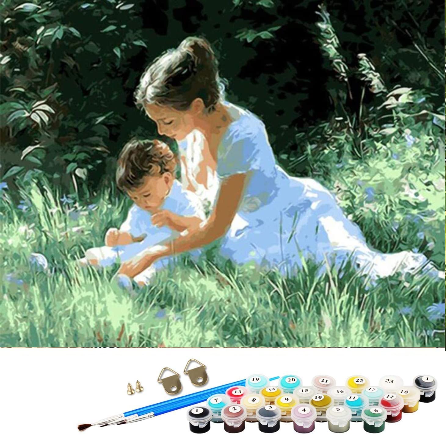 Abeuty Children Diy Paint By Numbers For Adults Mother & 16X20 Inches Number Painting Art Therapy