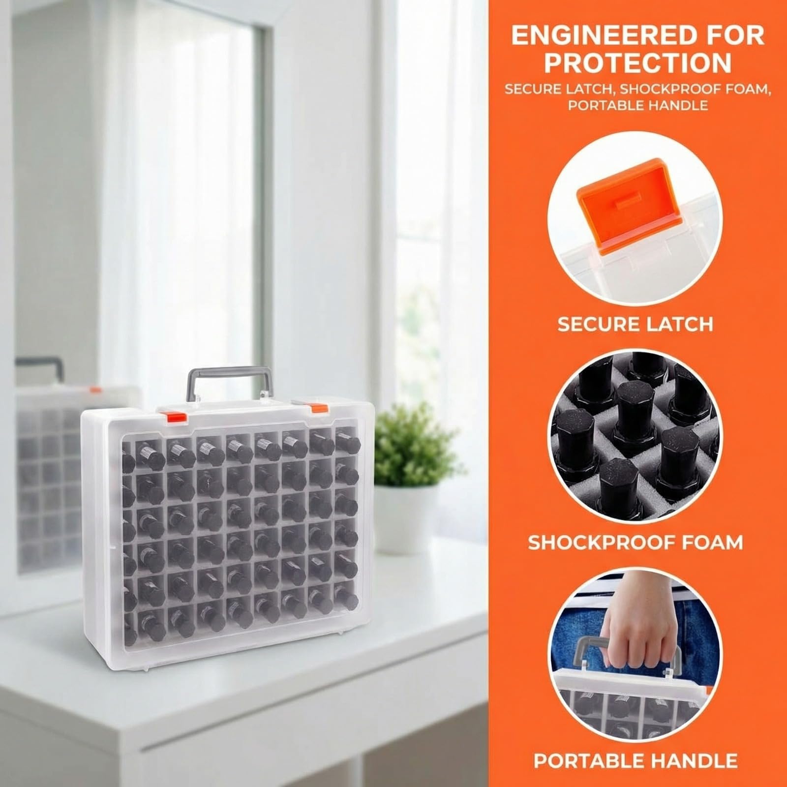 ALCYON Soporte y Organizador Universal para Esmalte de uñas Que Contiene 54 Botellas para Gellen, para Beetles, para Sally Hansen, para OPI, para Essie y Otros esmaltes de uñas (Solo una Funda)