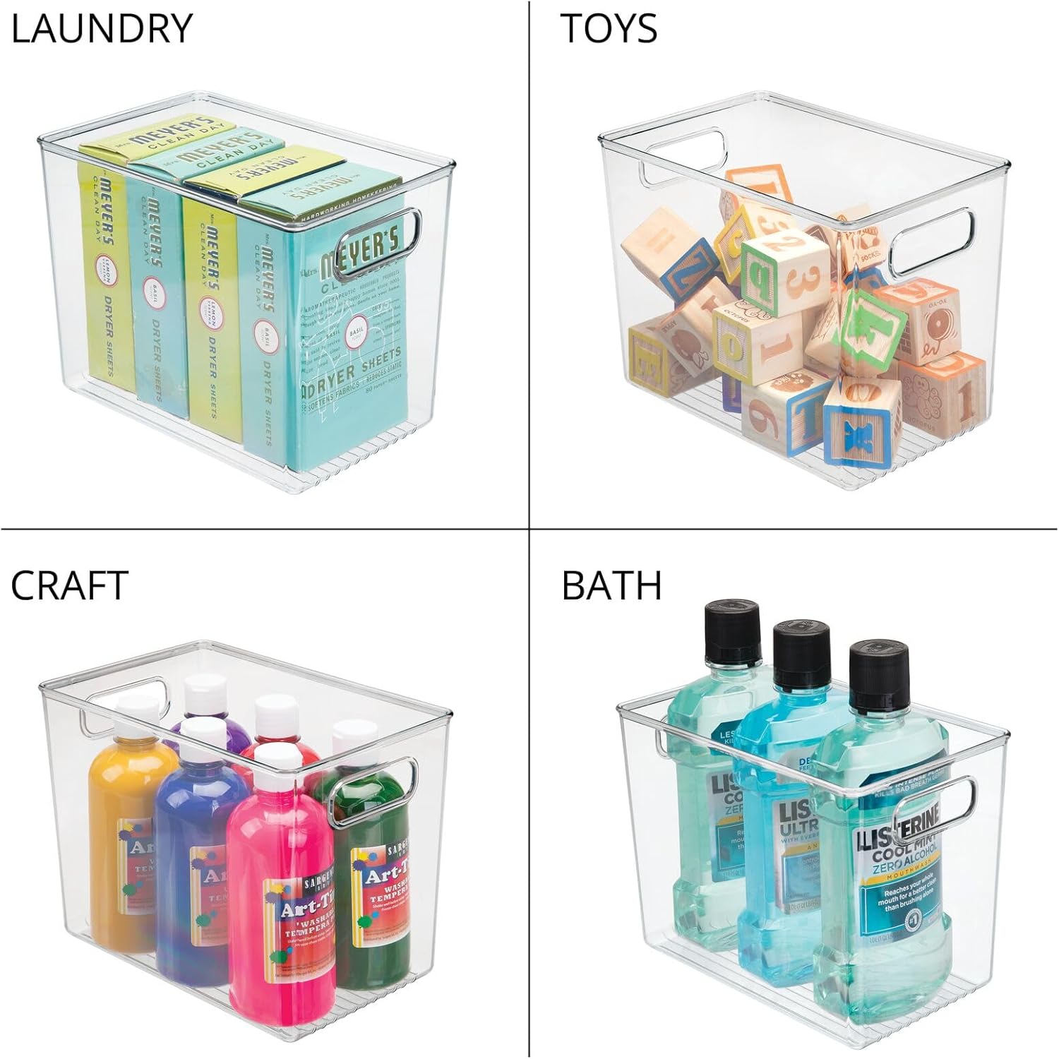 mDesign Clear Storage Bins for Home Organization