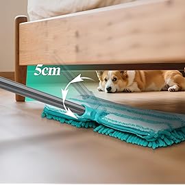 MASTERTOP Microfiber Flat Mop, Double-Sided Dust Mop with 4 Wet & Dry Pads, Floor Mop with Extension Stainless Steel Handle for Cleaning Hardwood, Vinyl, Laminate