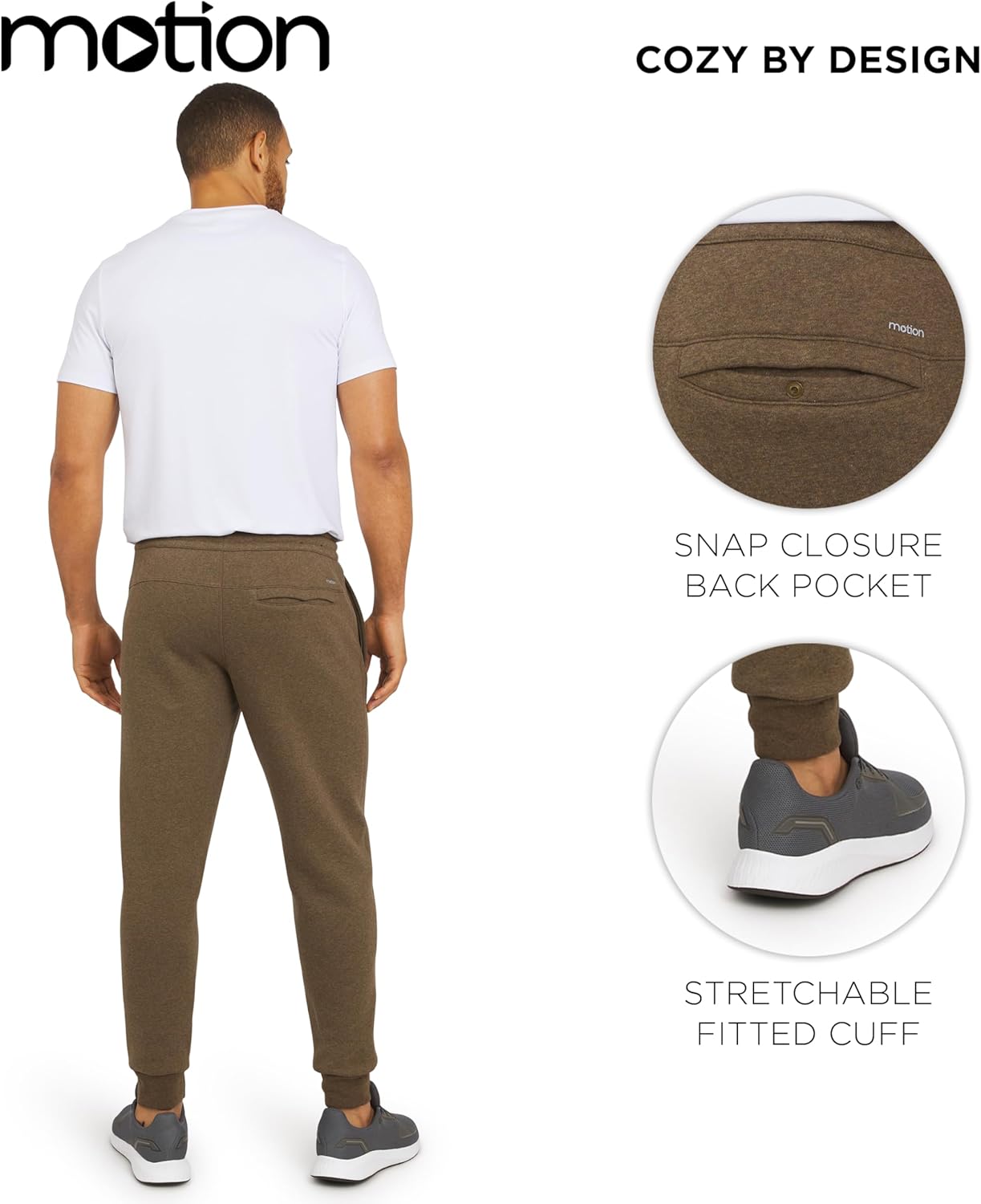 Motion Men's Classic Fit Active Performance Heavyweight Fleece Jogger Pants (S-XL) - Image 4