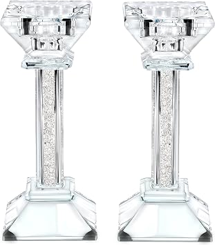 Crystal Candle Holders   Genuine Candlestick & Tea Light Holder   Fine Craftsmanship Ultra Elegant Modern Centerpiece Decor for Mantelpiece, Living Room, Wedding & Events 2, 16 cm