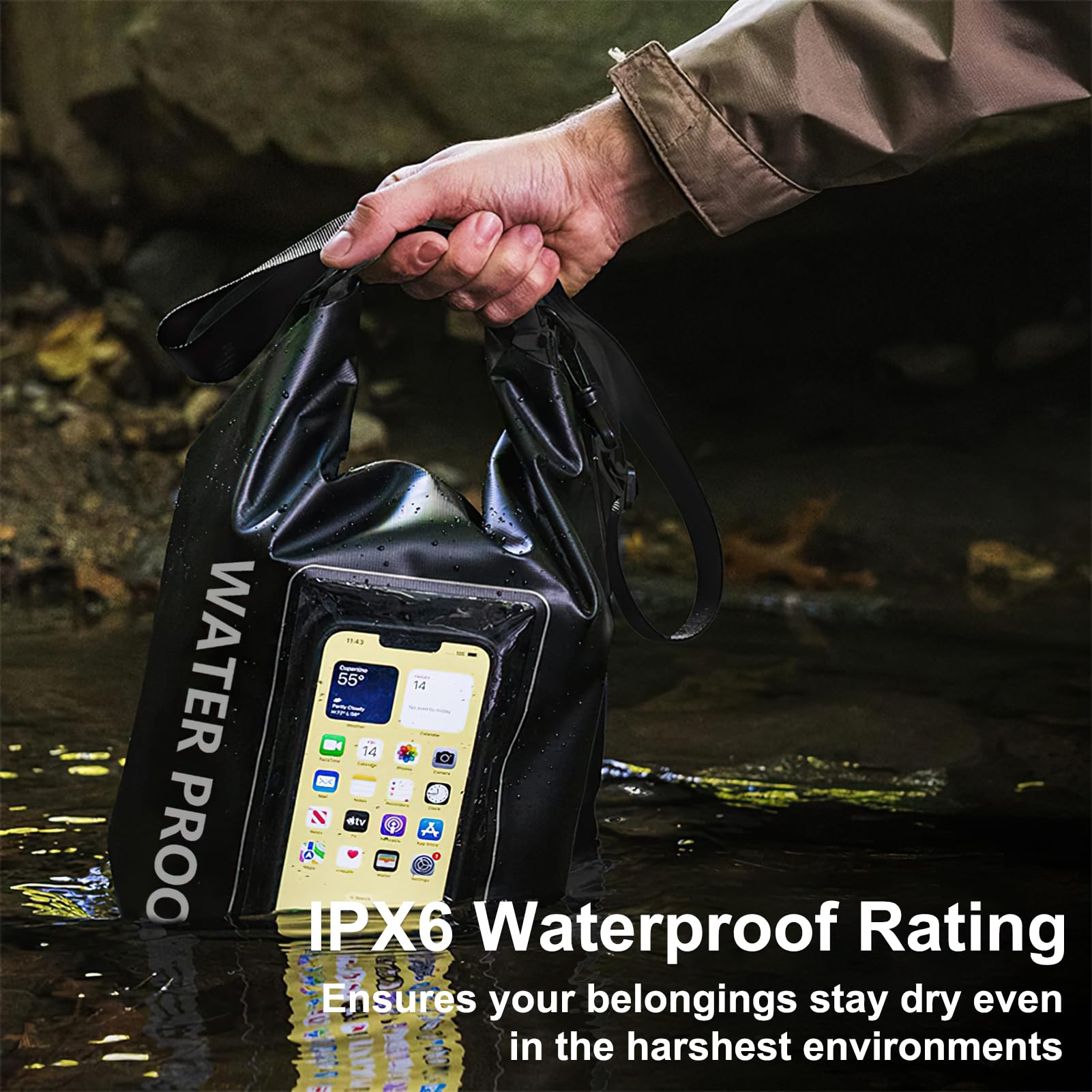 Borsa a Tracolla Impermeabile, Borsa a Tracolla Esterna 2L Borsa Impermeabile per Cellulare 2 in 1 Borsa Impermeabile in PVC Trasparente per Piscina Spiaggia sci Equitazione Mare Pesca