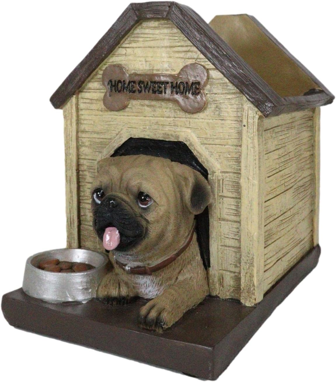 Ebros Gift Adorable Pugsie Puppy Pug Dog Sitting in Doghouse Kennel with Treat Bowl Stationery Pen Pencil Holder Caddy Organizer Figurine Pet Pal Labradors Collectible for Desk Study Office