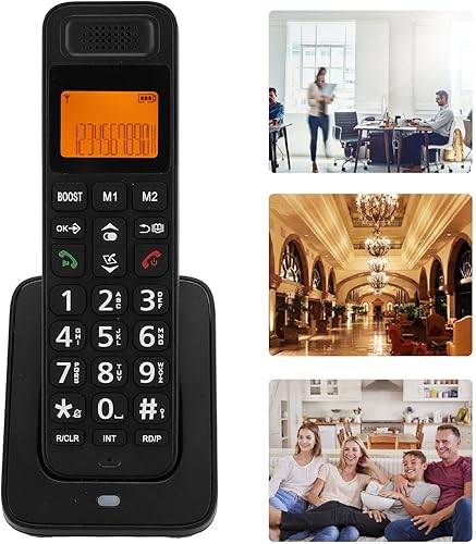 Miniatura 5 de PUSOKEI Teléfono inalámbrico con DECT 6.0, altavoz dúplex completo con pantalla LCD, teclas grandes, teclado iluminado, bloqueo de llamadas, aumento