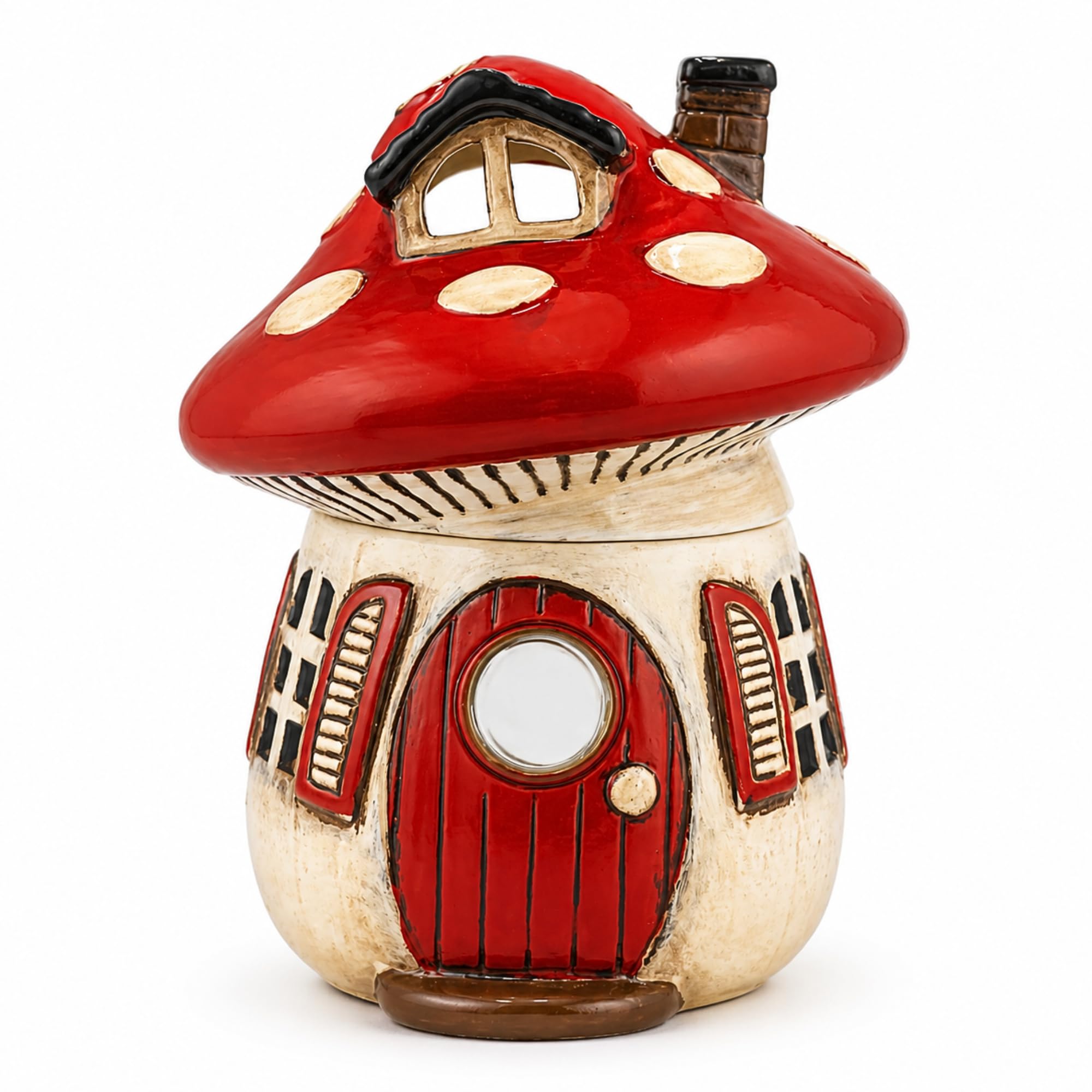 Cello Elektrischer Wachsschmelzbrenner - Pilzdesign flammenlose Aromalampe mit weichem Ambient Glow Duftölwärmer kompatibel Duft Diffusor Woodland Home Keramik Dekor Nachtlicht Geschenk