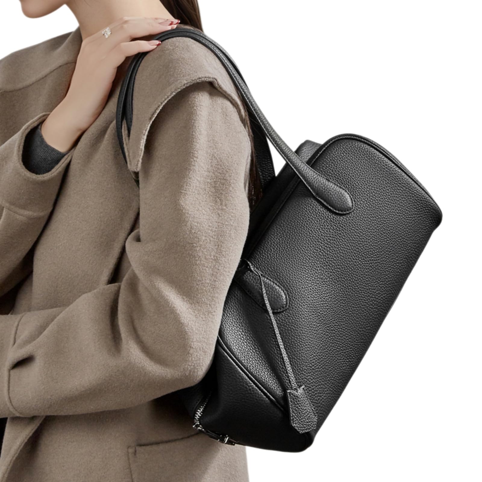 Beauty Case Borsa di Boston in Pelle Genuina delle Donne, A Spalla Cuscino Morbido, Ascelle Grande capacità per Il Lavoro