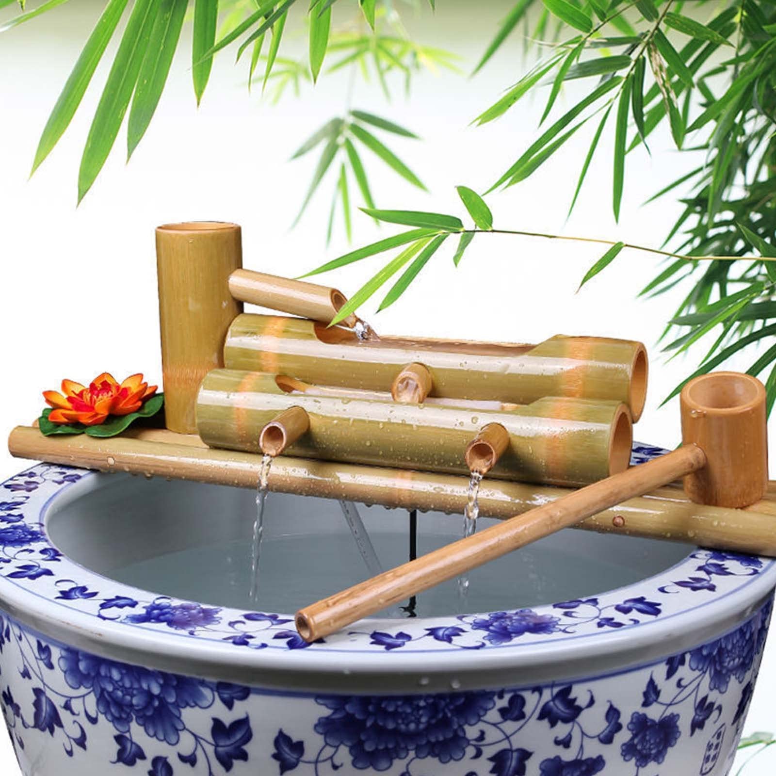 Kit Fontaine en Bambou avec Pompe Solaire d'extérieur, Fontaine de Jardin Zen, Fontaine à Bascule en Bambou, décoration de Jardin Japonais, 50 cm, 90 cm