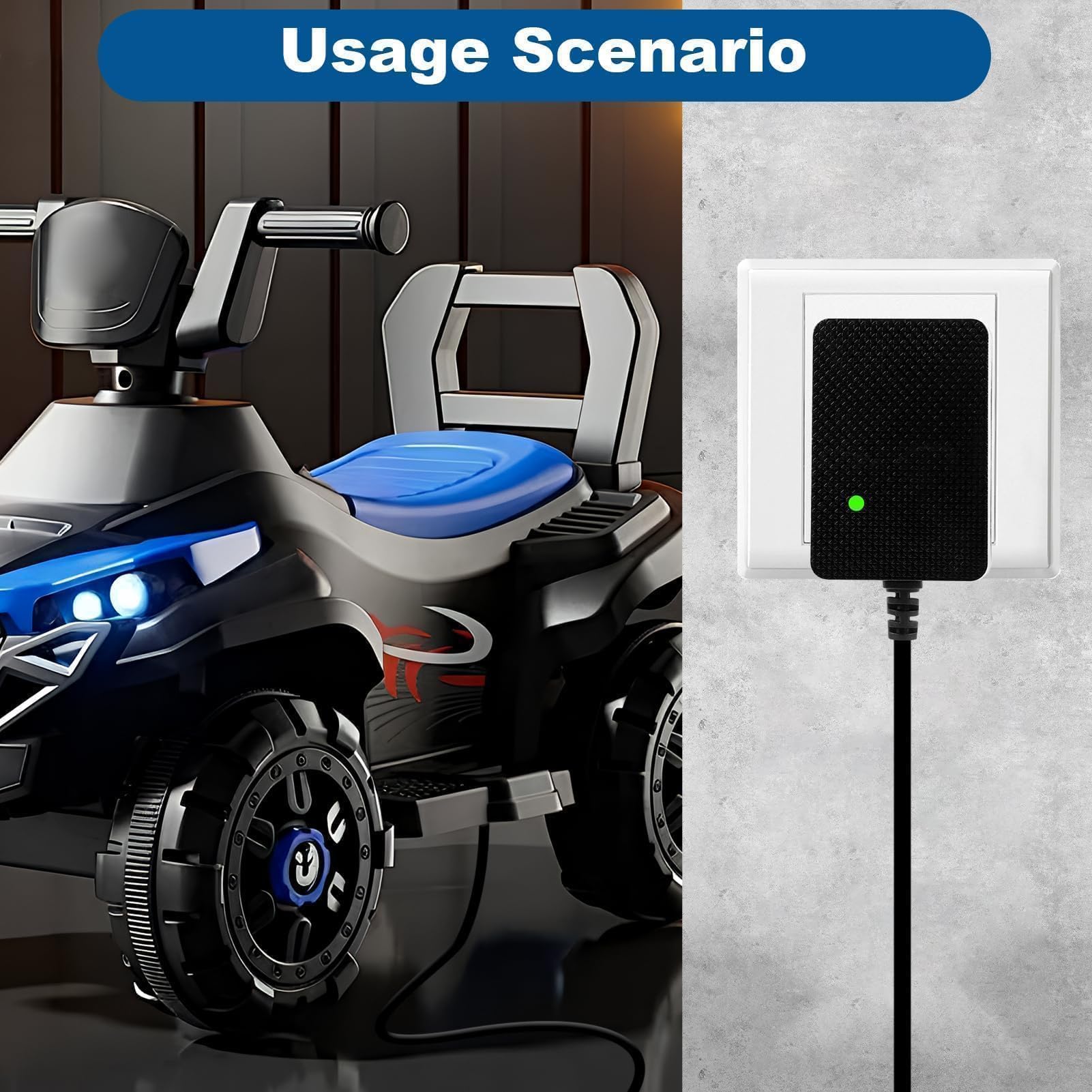 12V 1A Cargador para Coches Eléctricos Niños, Adaptador de Corriente con Enchufe EU para Moto, SUV, ATV, Quad, Tractor y Otros Vehículos Eléctricos Infantiles de 12V 1000mA