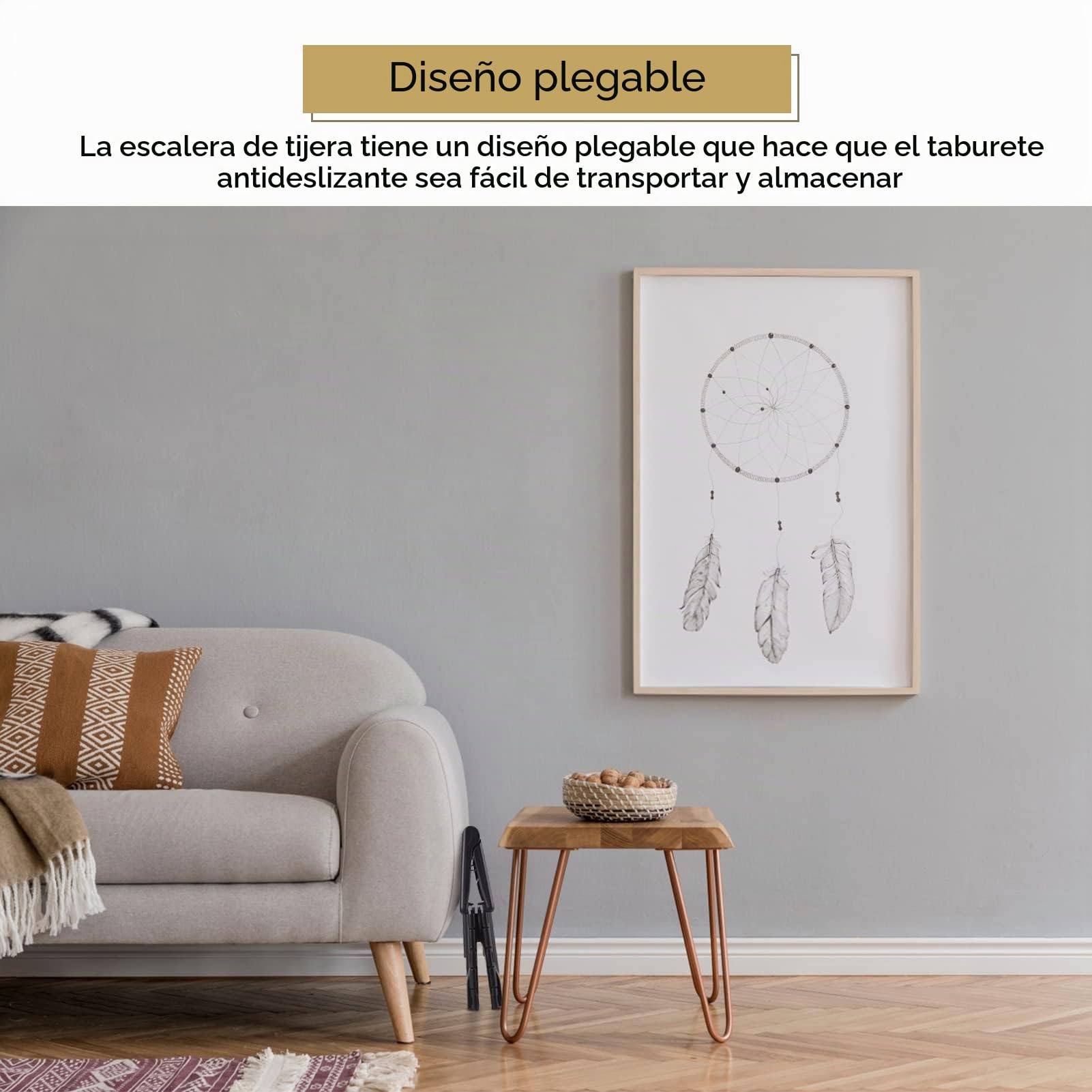 Dioche Escalera reposapiés taburete plegable, step heces portátil para superior coche/baño negro, 38 x 21,5 x 13 cm