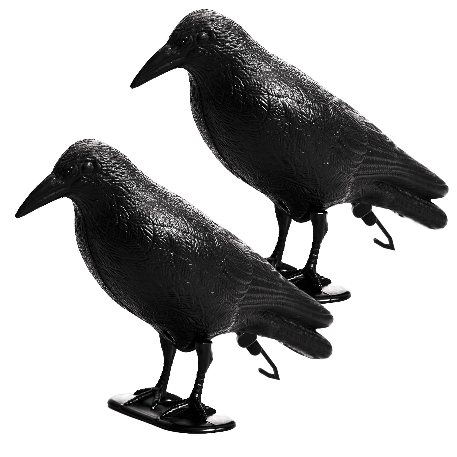 OFFO Pigeon Deterrent,Plastic Black Crow Bird Scare with Hanging Hook,Pigeon Scarer,Bird Scarers for Gardens,Outside,Balcony, 2 Packs