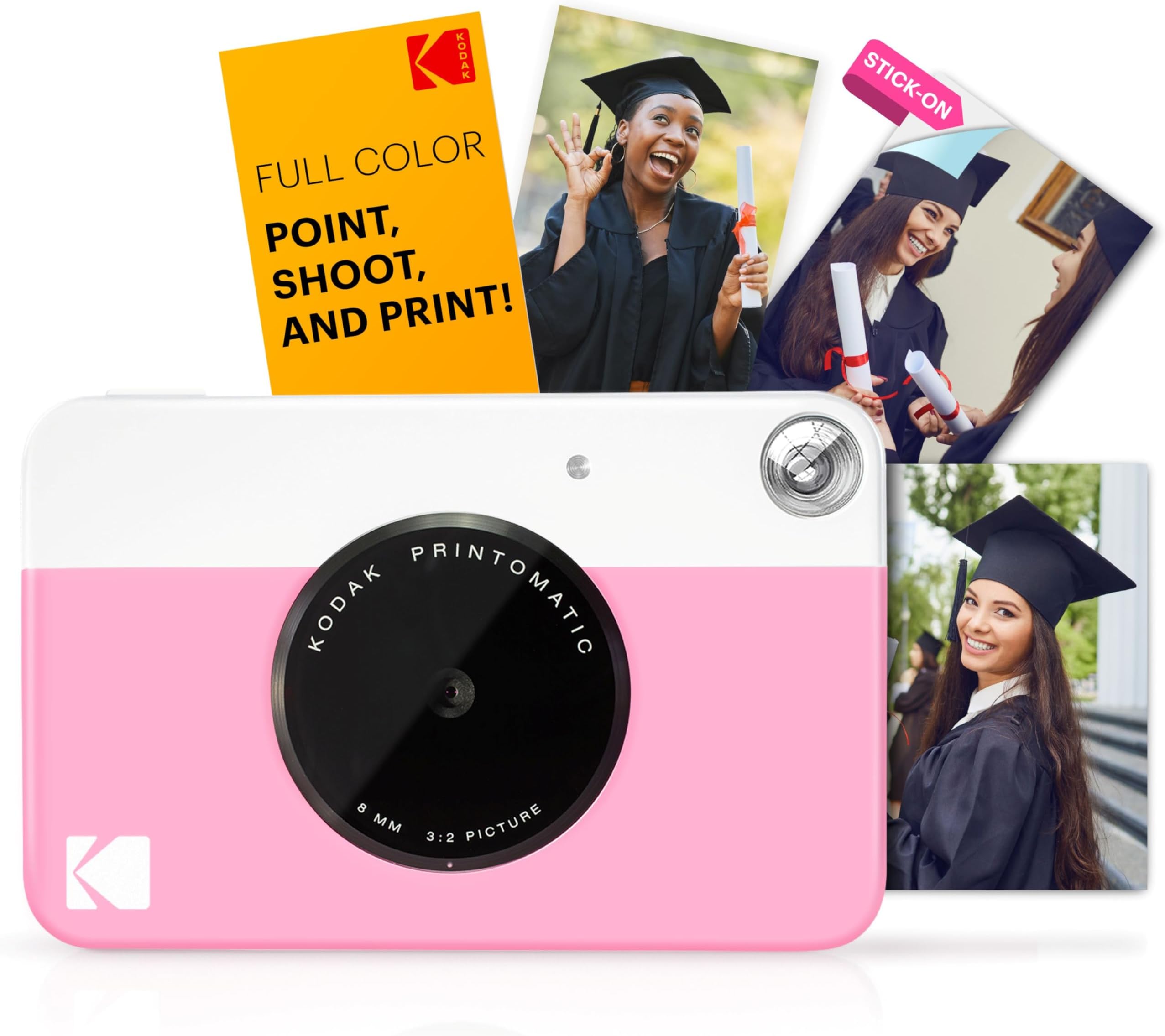Printomatic Digital-Sofortdruckkamera - Vollfarbdrucke auf ZINK 2 x 3 Zoll Fotopapier mit klebriger Rückseite (pink) Druckspeicher sofort (USB nicht im Lieferumfang enthalten)