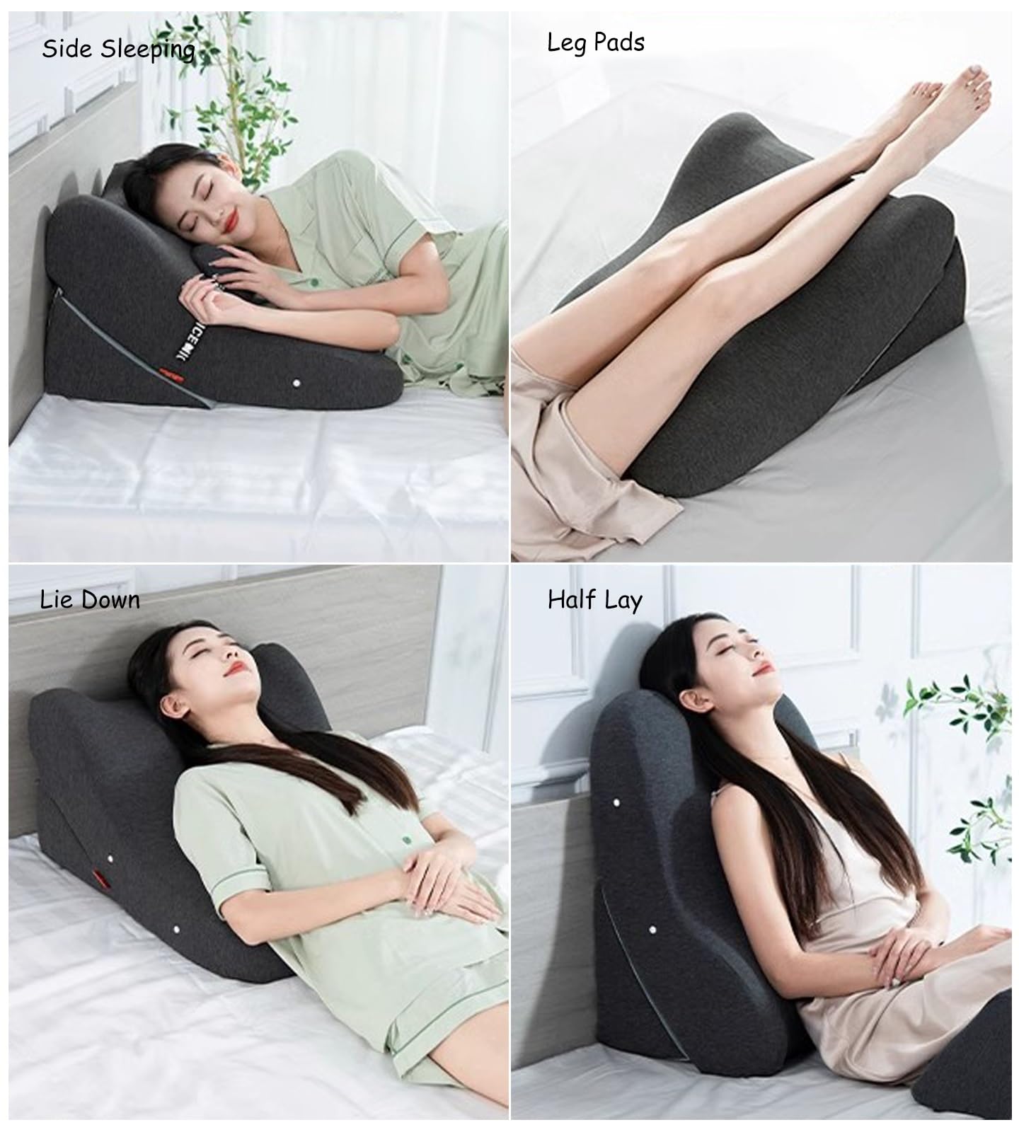 Almohada de cuña ajustable para reflujo ácido con capa de aire, cojín triangular para el cuidado del embarazo, almohada elevada con funda extraíble para lavar a máquina (verde)