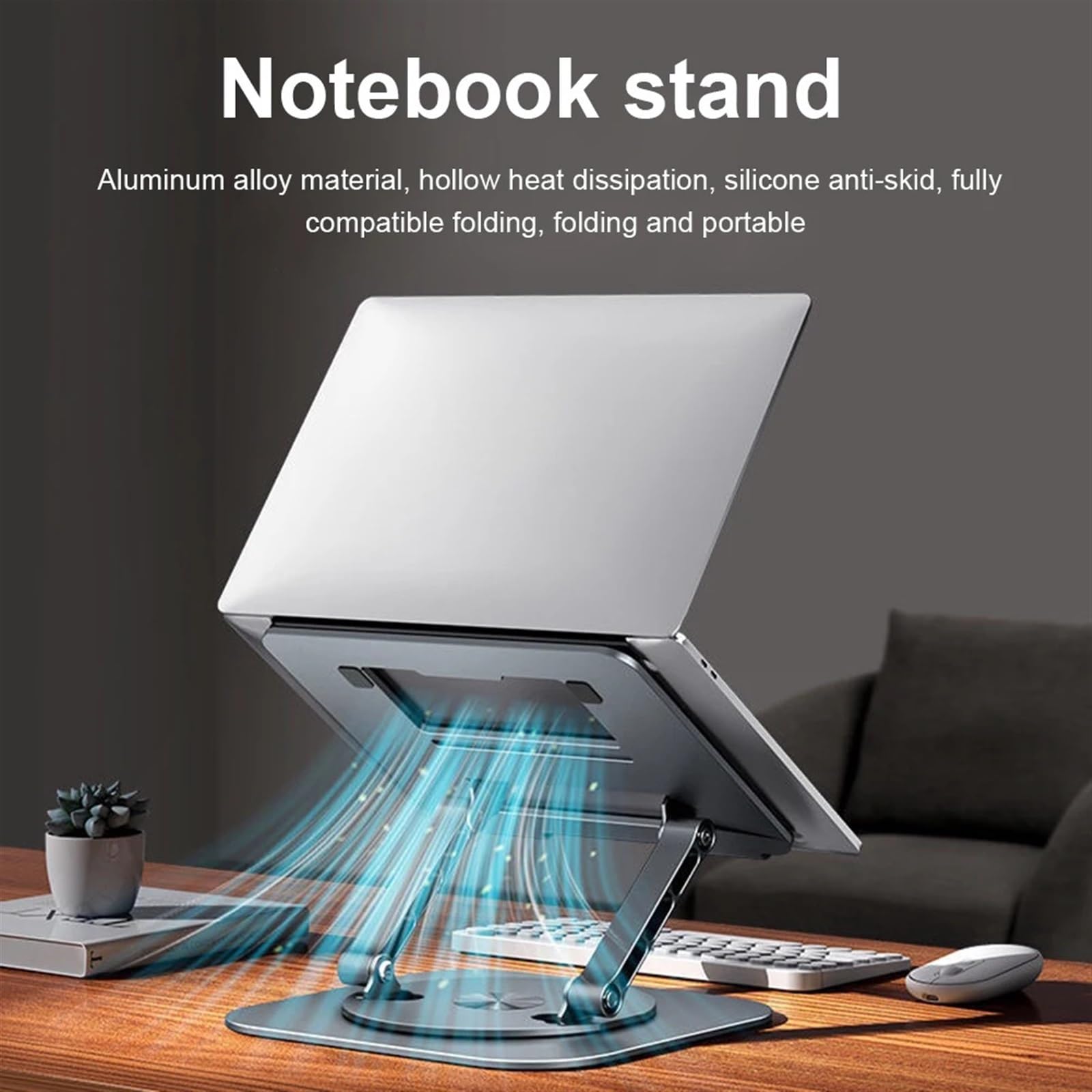 Regulowana podstawka pod laptopa, Uchwyt na laptopa 360 obrotowy aluminiowy uchwyt na laptopa(Black)