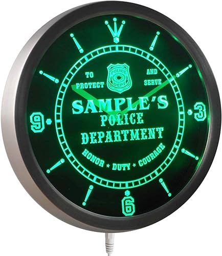 Miniatura 4 de AdvPro nctk-tm - Reloj de pared LED personalizado con letrero de neón para estación de policía