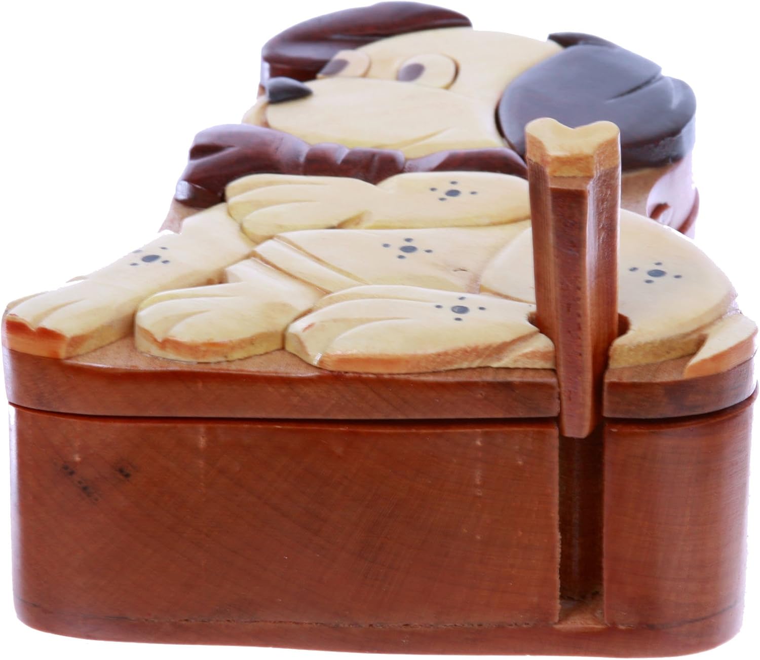 Lovely Doggy Puppy Handcrafted Wooden Dinosaur Secret Jewelry Puzzle Box - Dog