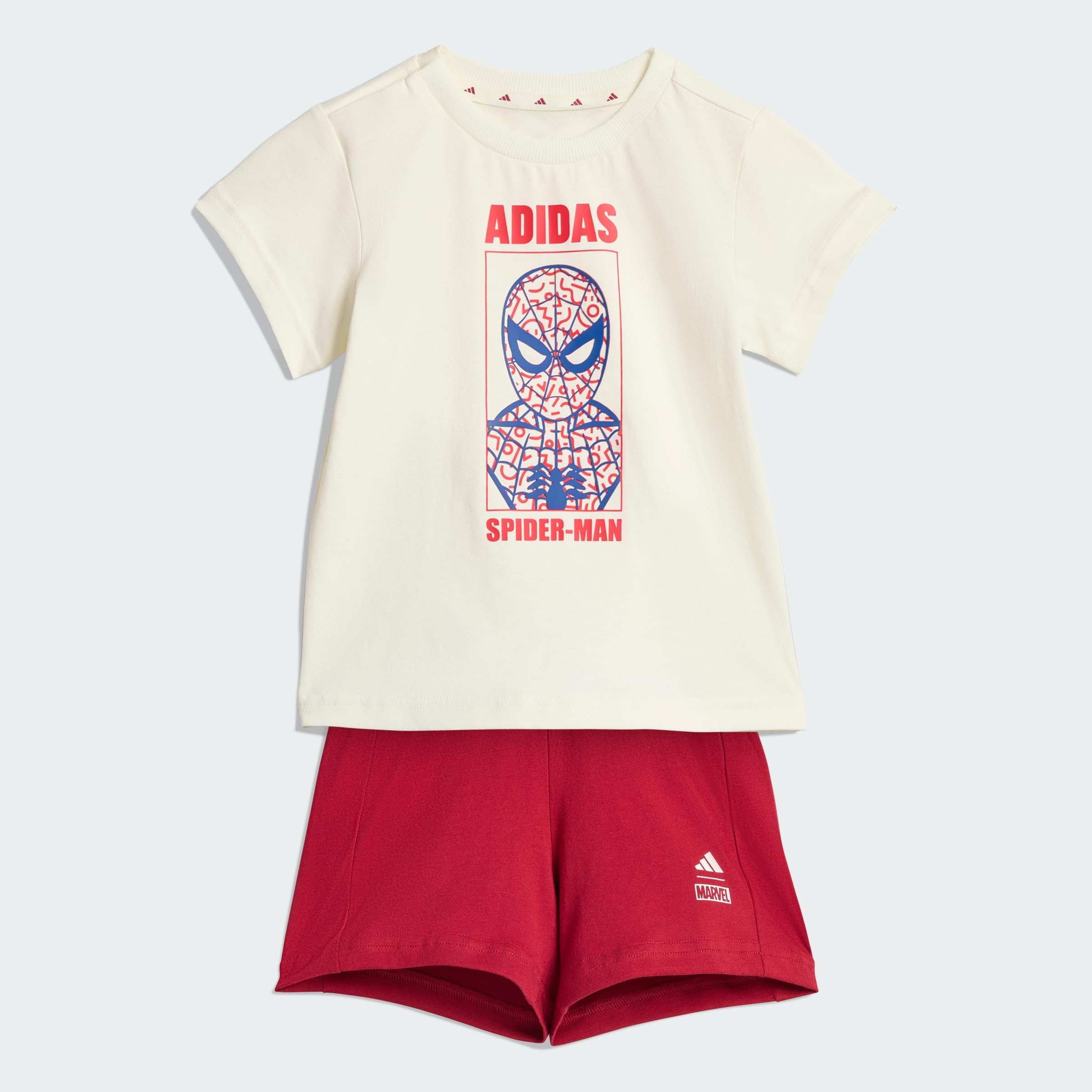 adidas Marvel Spiderman T-Shirt & Shorts Set, White, Size 2-3 Years