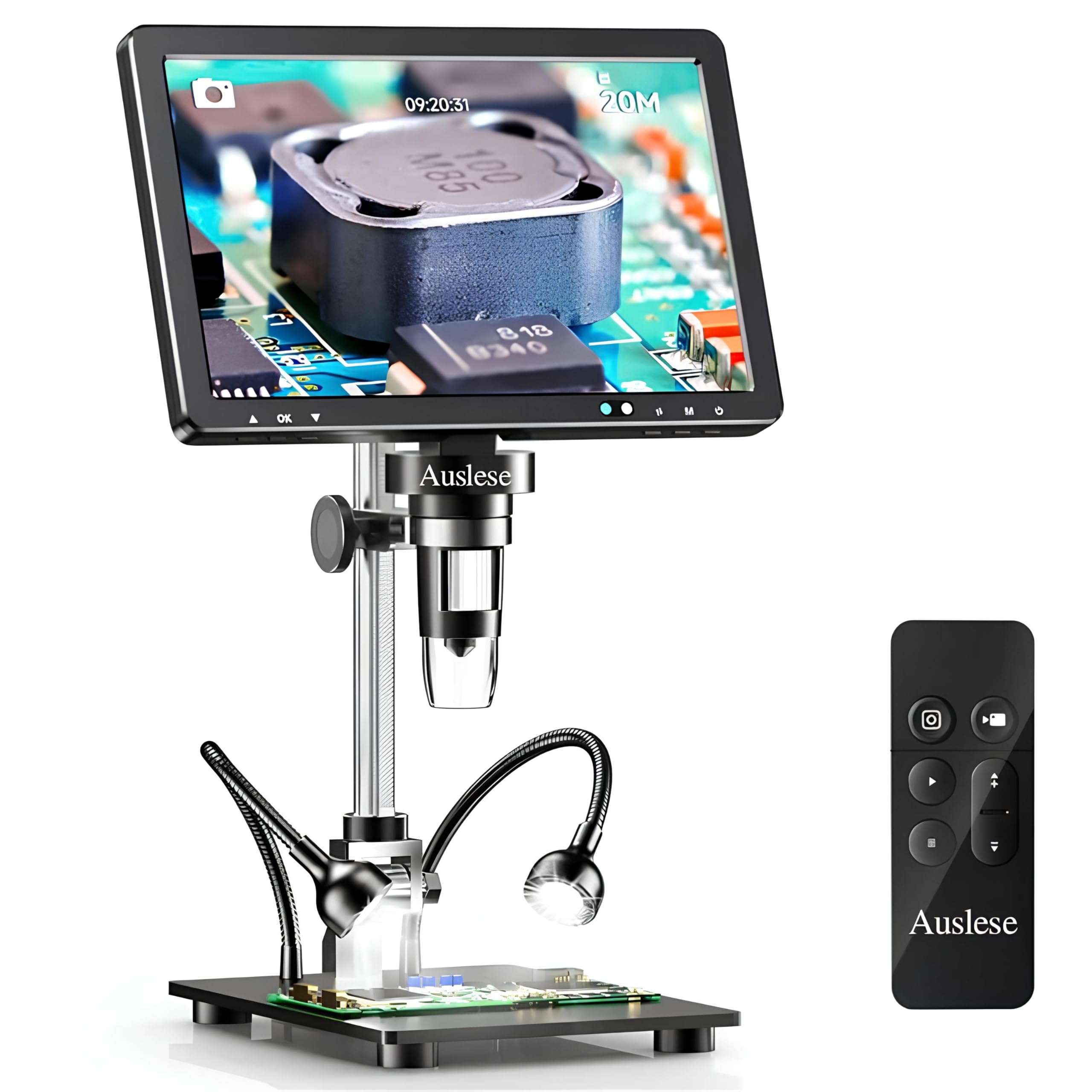 10.1 Inch Digital Microscope 12MP Camera 50-1200X Magnification Coin & Soldering Microscope with 10 LED Lights Wired Remote USB Windows Mac Compatible-image-13