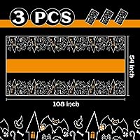 Vista 2 de Childom Paquete de 3 manteles de Halloween, manteles de plástico desechables de 54" x 108", decoraciones de Halloween, cubierta de mesa de plástico