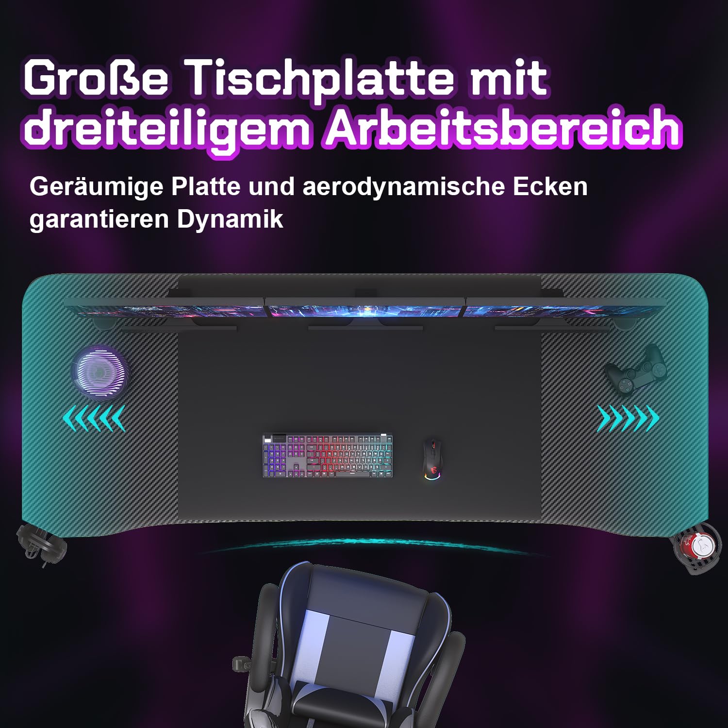 JUMMICO In hoogte verstelbaar bureau, 180 x 85 cm, L-vormig bureau, in hoogte verstelbaar, elektrisch, ergonomische gamingtafel met haken (zwart