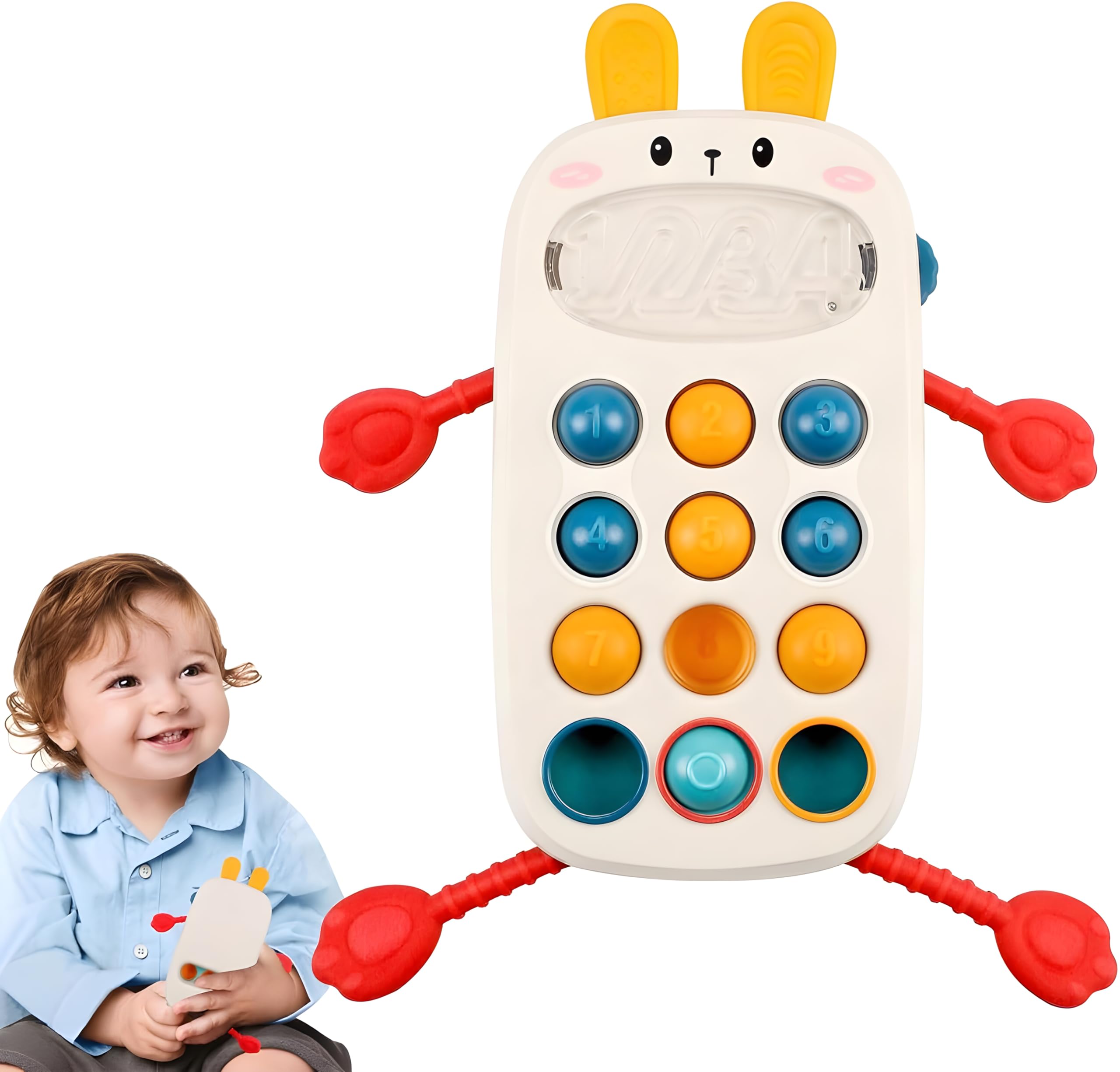 8 in 1 Montessori Pull String for Toddlers (1+ Years) | Rabbit Shape Sensory Activity Toy with Pop It Buttons, Sliding Game & Fine Motor Skill Development | Travel Toy for Kids-image-28