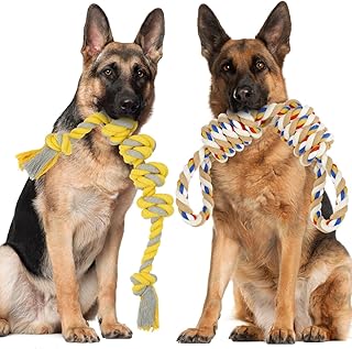 ETACCU Dog Toy Indestructible Large Dog Rope, 55 cm + 57 cm Dog Toy Rope with Cotton Knot Chew Toy Dog Rope E Tug Toy Dog Toy Rope for Large and Medium Dogs product image