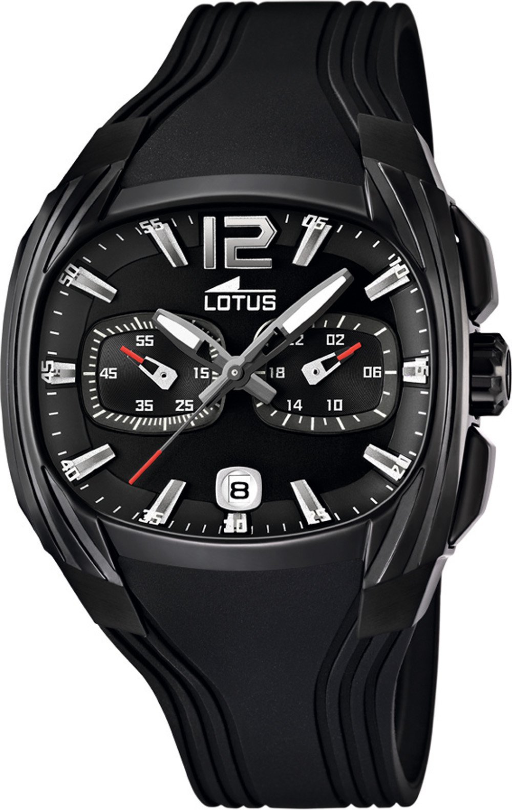 LOTUS Orologio Uomo Analogico Gomma Nera - Esperti - Cronografo - Calendario - Vetro Minerale - Impermeabile 5 ATM 15754/B Special Prices