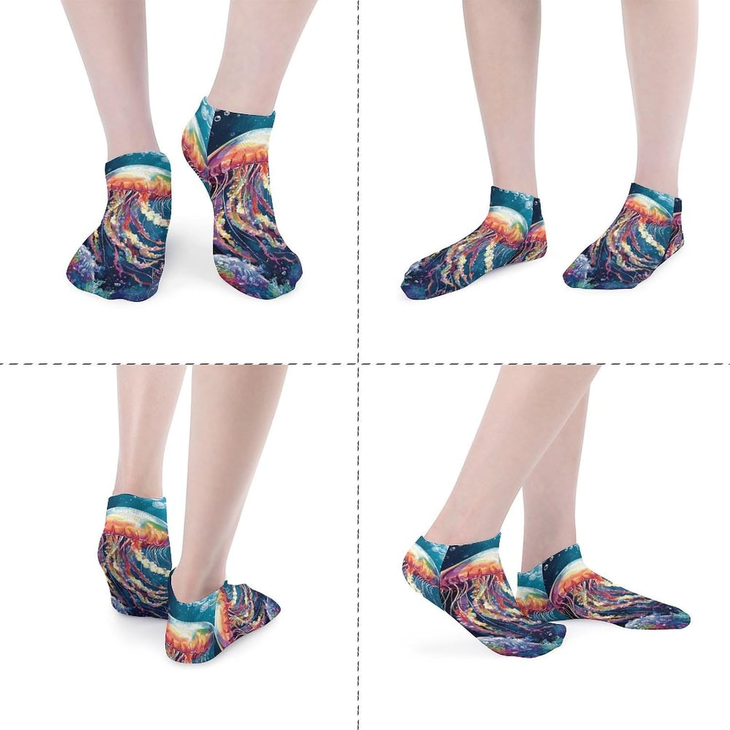 Glowing Jellyfish Mens Socks No Show Low Cut Ankle Sock for Sports