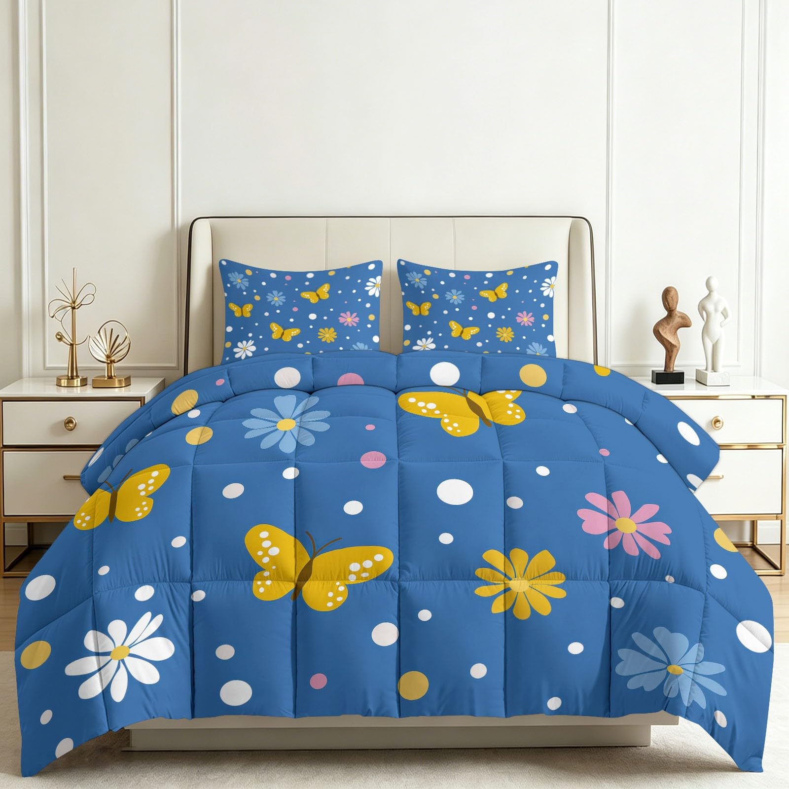 Couette 140x200 cm lavable pour lit 1 personne, parure de lit douce pour nuits agitées quatre saisons