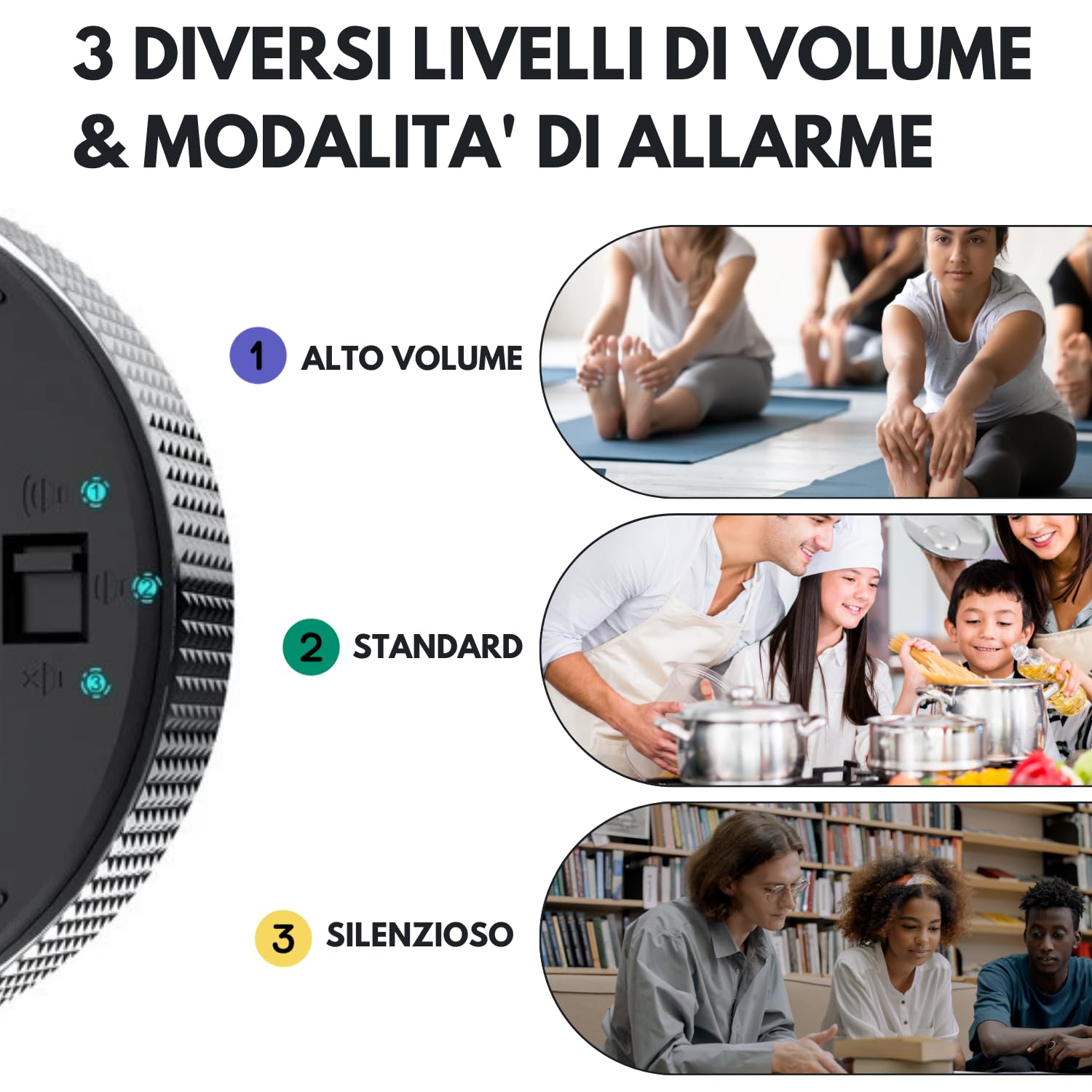 JEAP Timer da Cucina Magnetico | Timer Digitale LED con 3 Livelli di Volume | Ideale per Cucina, Studio, Compiti, Palestra, Yoga | Timer Facile da usare | Design Minimal, Colore Nero e Argento